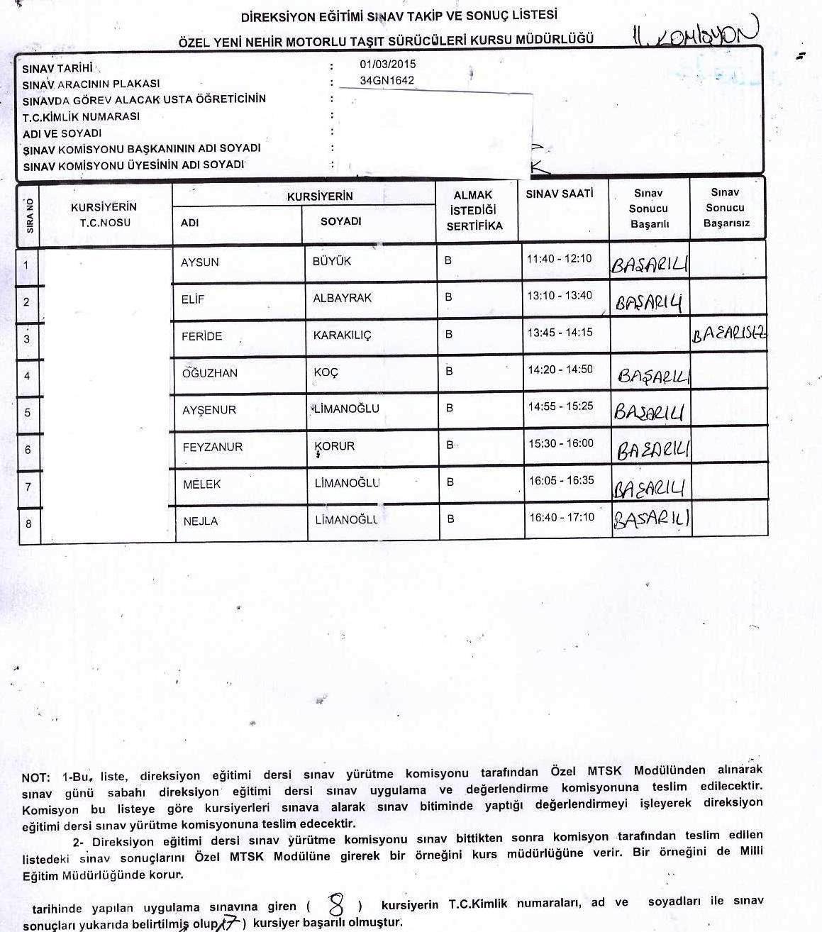 1 mart direksiyon